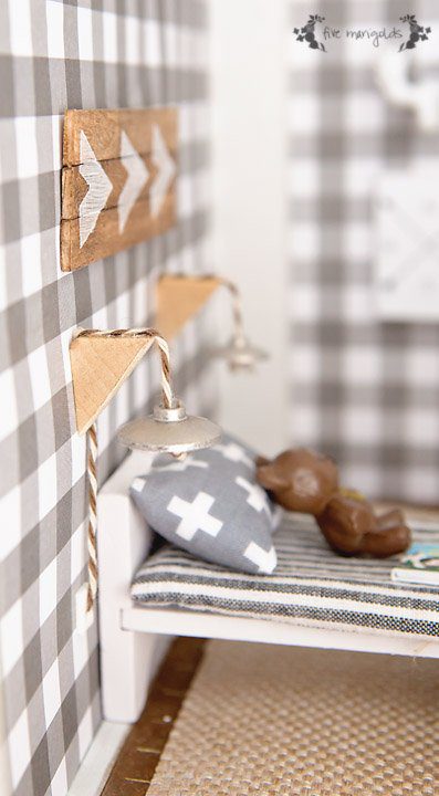 Vintage Dollhouse Makeover Boy Room DIY pendant lights | www.fivemarigolds.com