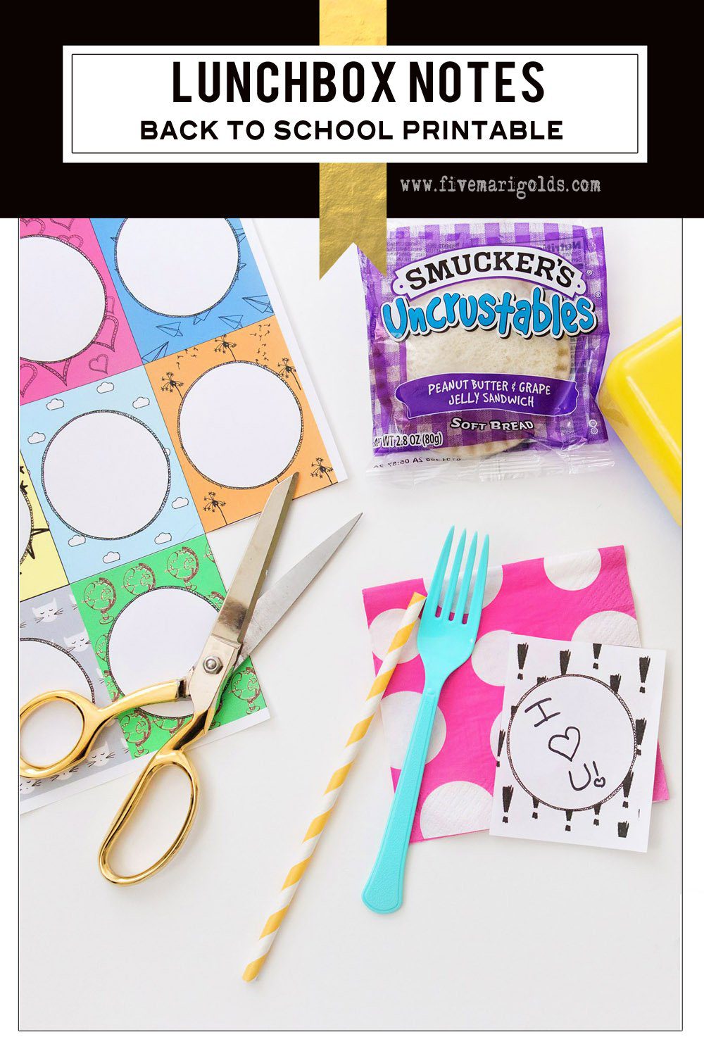 Back To School: Fill In The Blank Lunchbox Notes Printable | Five Marigolds