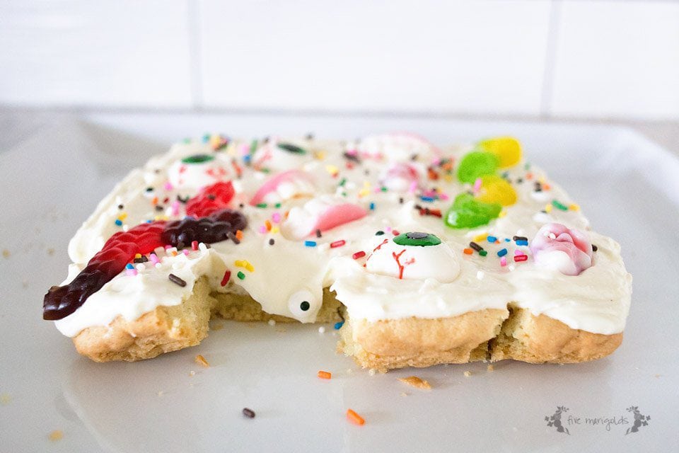 Spooky and Sweet, these sugar cookie bars are perfect for your Halloween party!
