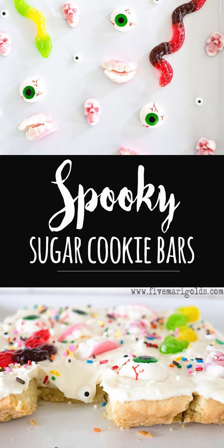 Spooky and Sweet, these sugar cookie bars are perfect for your Halloween party!