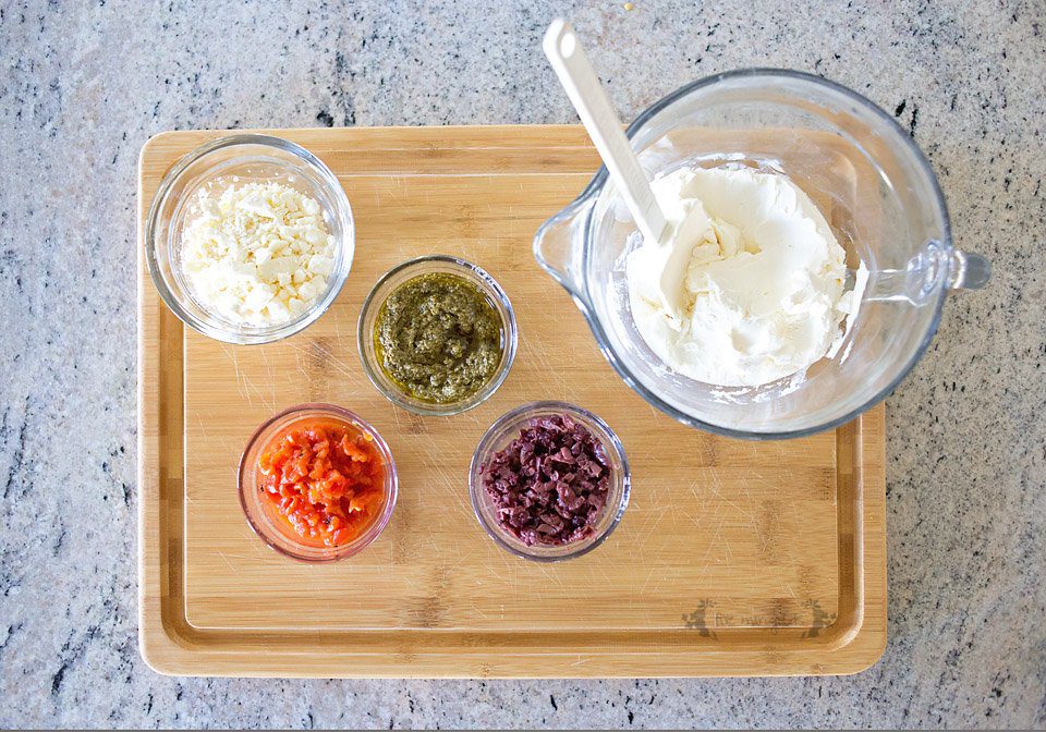 Pesto, Olive and Roasted Red Pepper Cheese Torta | Five Marigolds