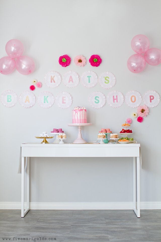 Cake Bake Shop Birthday Party for Girls | Five Marigolds