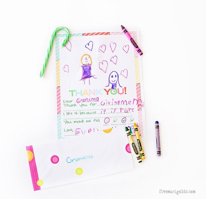 Christmas Thank You Note Template for Kids | Five Marigolds