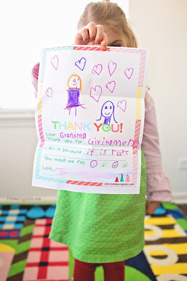 Christmas Thank You Note Template for Kids | Five Marigolds