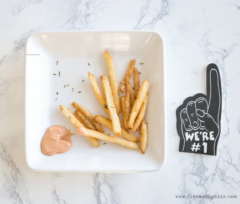 Baked Rosemary Garlic Fries with Fancy Dipping Sauce appetizer recipe #ad #KetchupWithFrenchs
