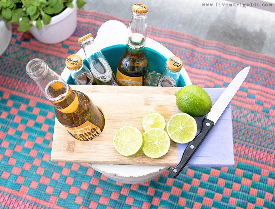 DIY Industrial Cooler + Convertible Planter for less than $10 | Five Marigolds #SummertimeCerveza #ad
