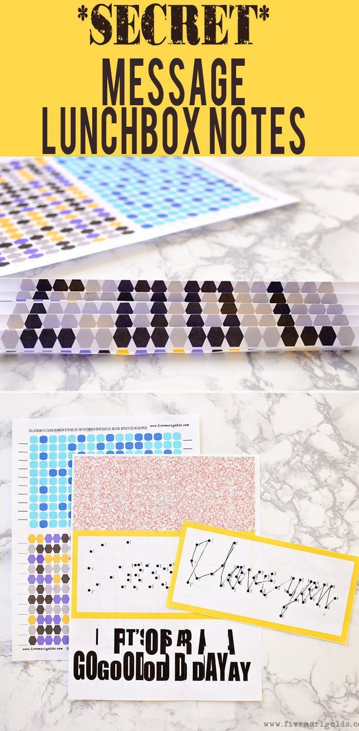 Secret Message Lunchbox Notes | Five Marigolds