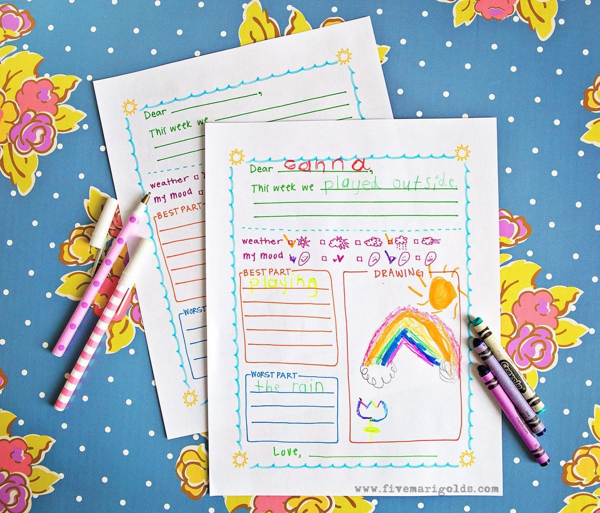 This free summer letter template for kids is great for pen pals, summer camp, and keeping in touch with pals and relatives over summer vacation!