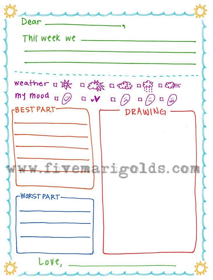 This free summer letter template for kids is great for pen pals, summer camp, and keeping in touch with pals and relatives over summer vacation!