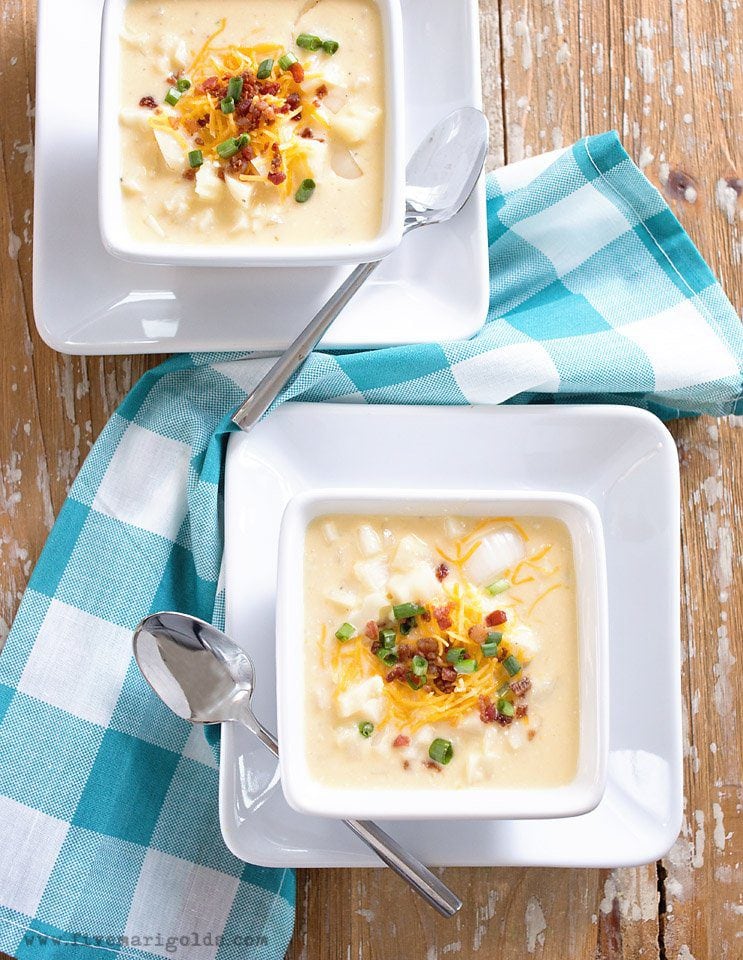 Slow cooker potato soup. Quick, easy comfort food.