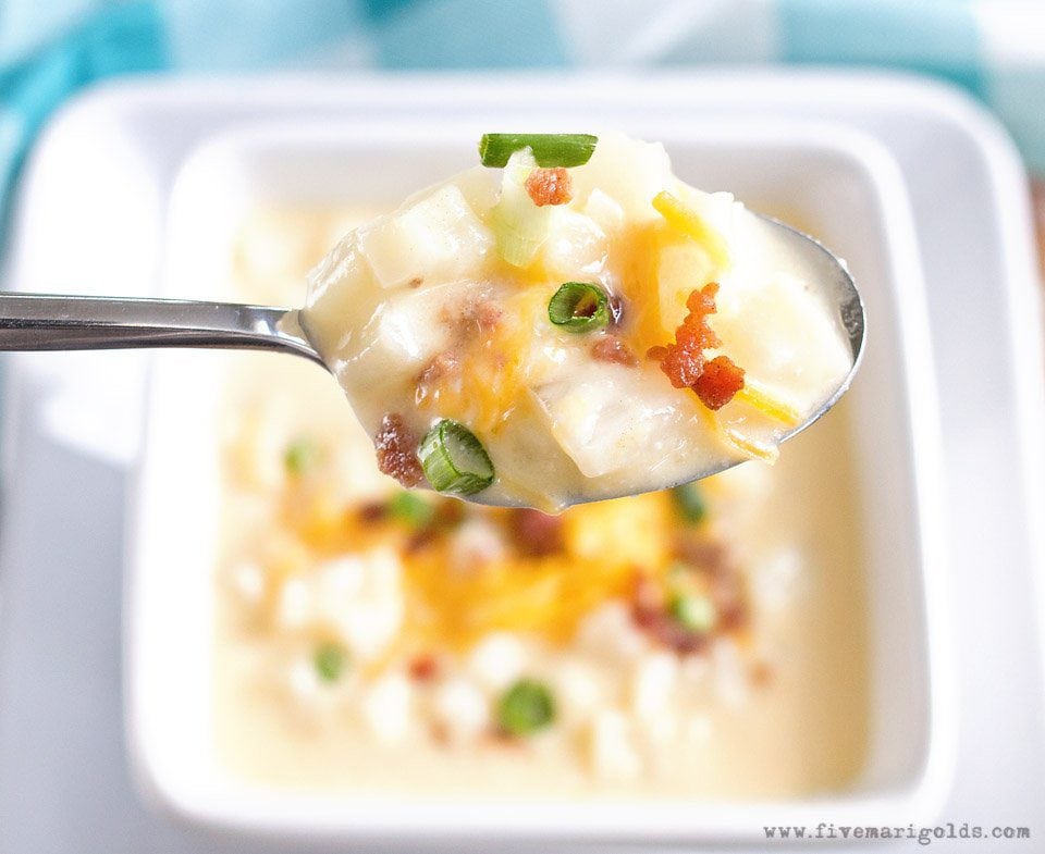 Slow cooker potato soup. Quick, easy comfort food.