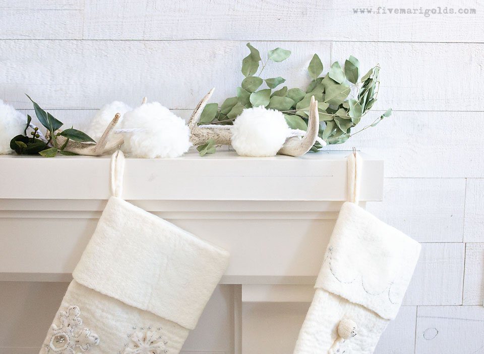 Family friendly modern farmhouse Christmas Home Tour features living room, play room and girls' bedroom. | Five Marigolds