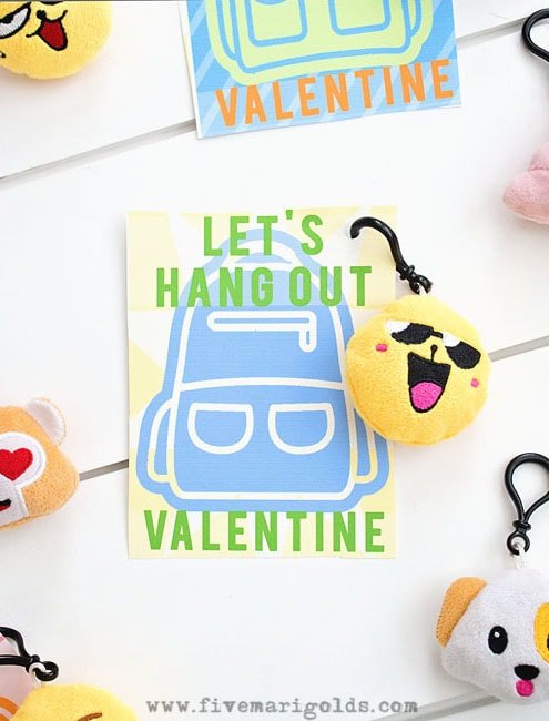 I've got your back backpack charm valentine printables for Valentine's Day. Gender neutral valentines. | Five Marigolds