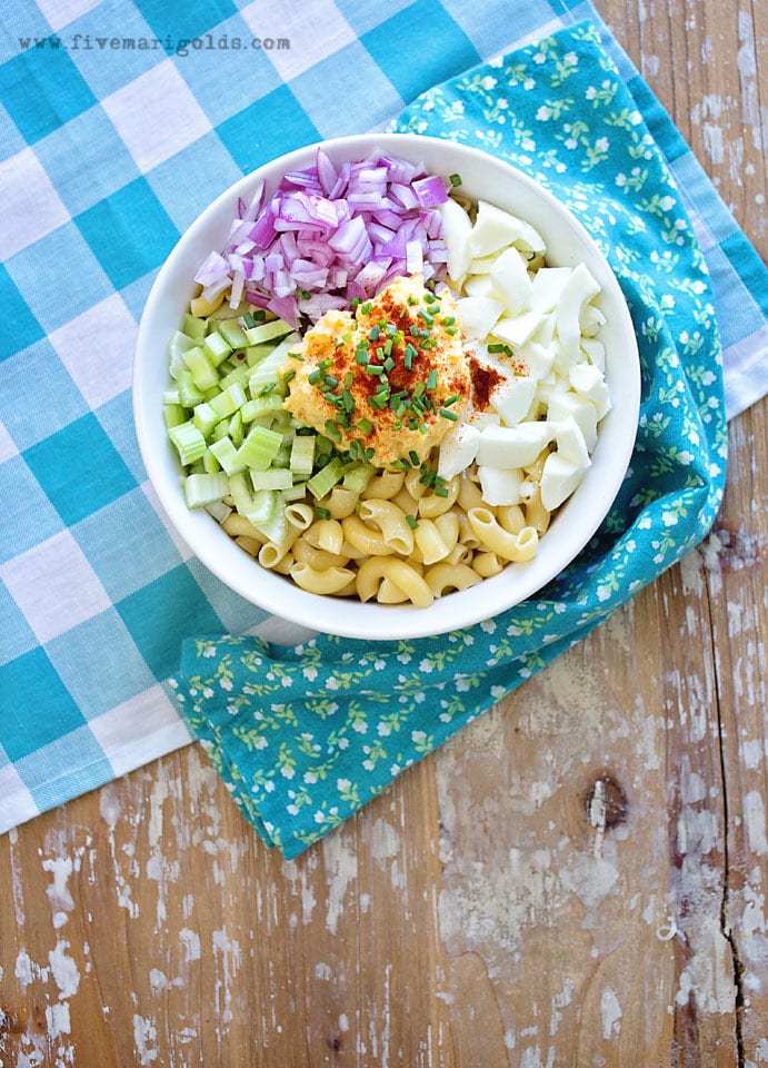 Deviled Egg Pasta Salad | Five Marigolds