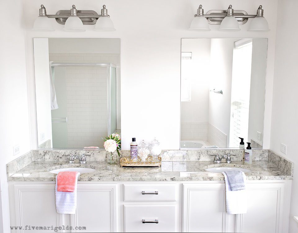 Master Bathroom Mini Makeover. One Bathroom, styled two ways for spring