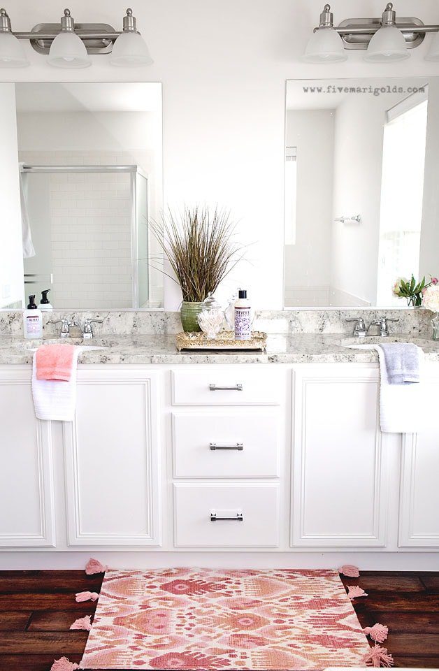 Master Bathroom Mini Makeover. One Bathroom, styled two ways for spring