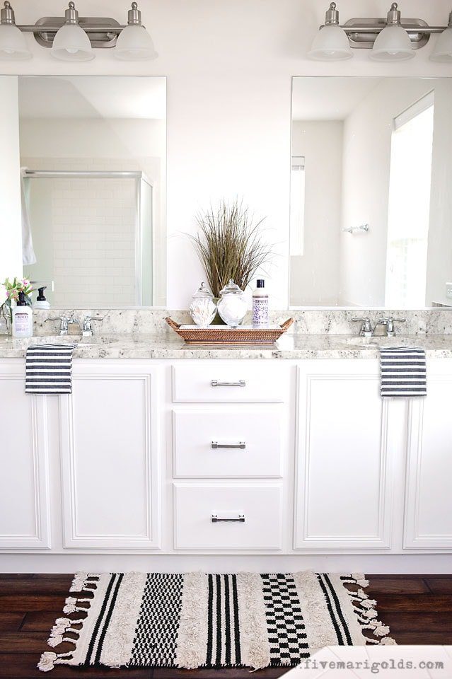 Master Bathroom Mini Makeover. One Bathroom, styled two ways for spring