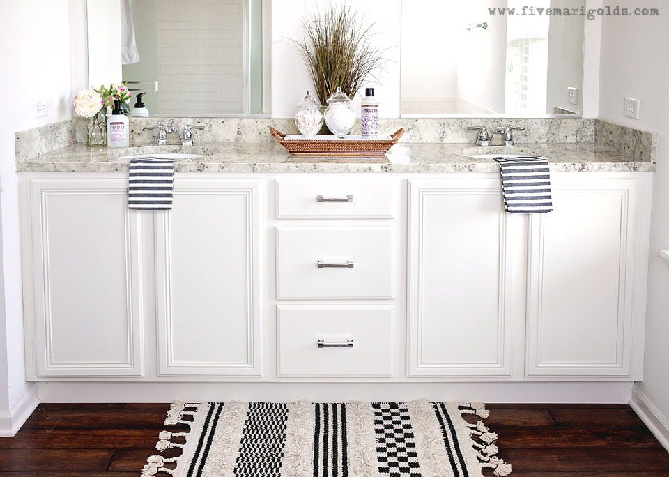Master Bathroom Mini Makeover. One Bathroom, styled two ways for spring