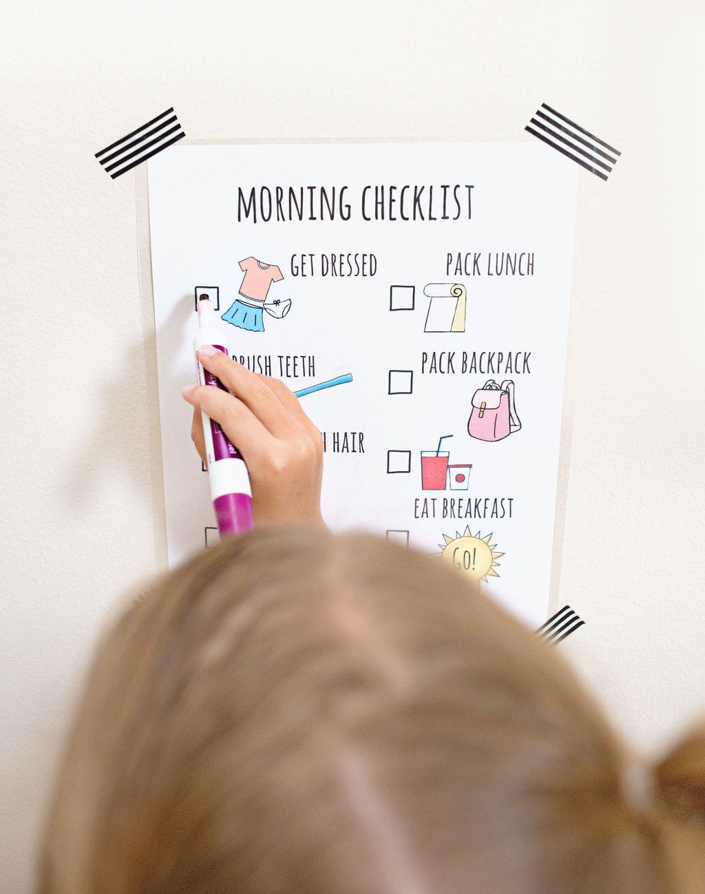 Free Morning Routine Printable Chart for Back to School | Five Marigolds