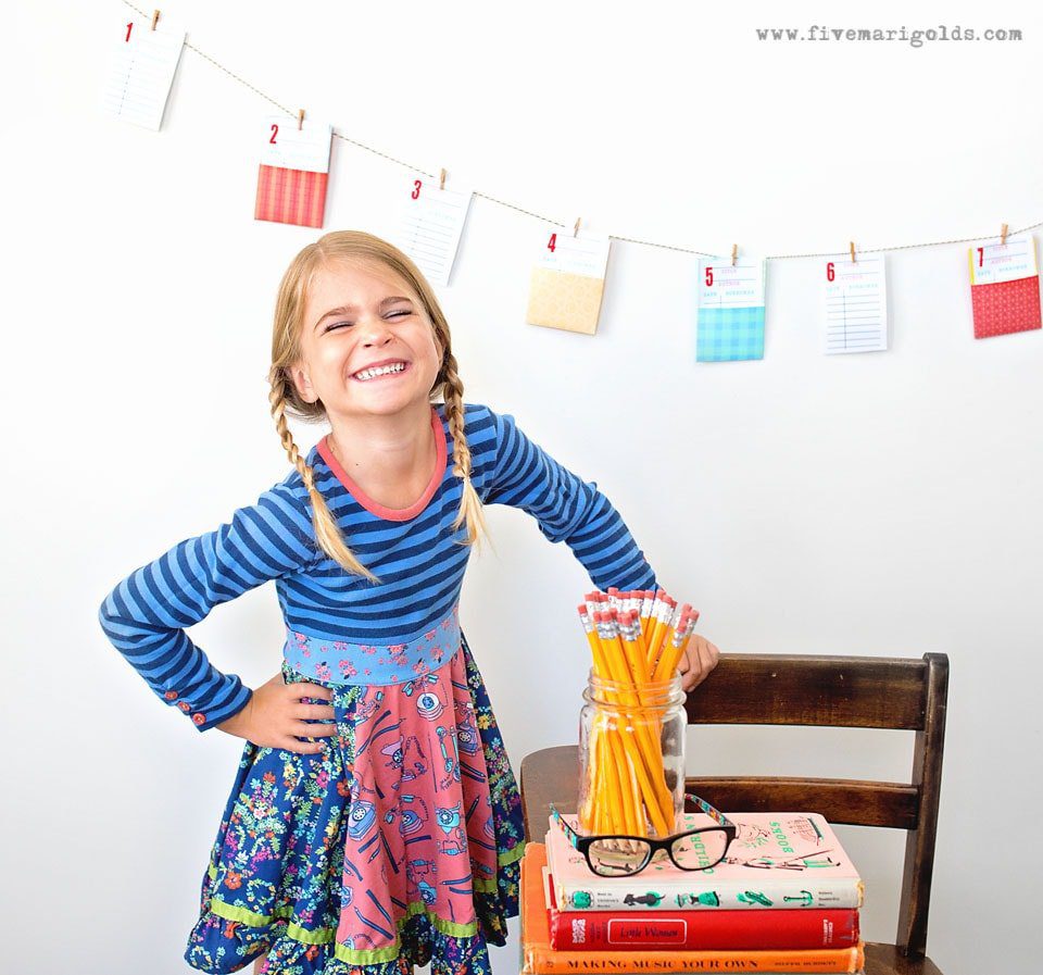 Back To School Countdown Banner with old fashioned library cards | Five Marigolds
