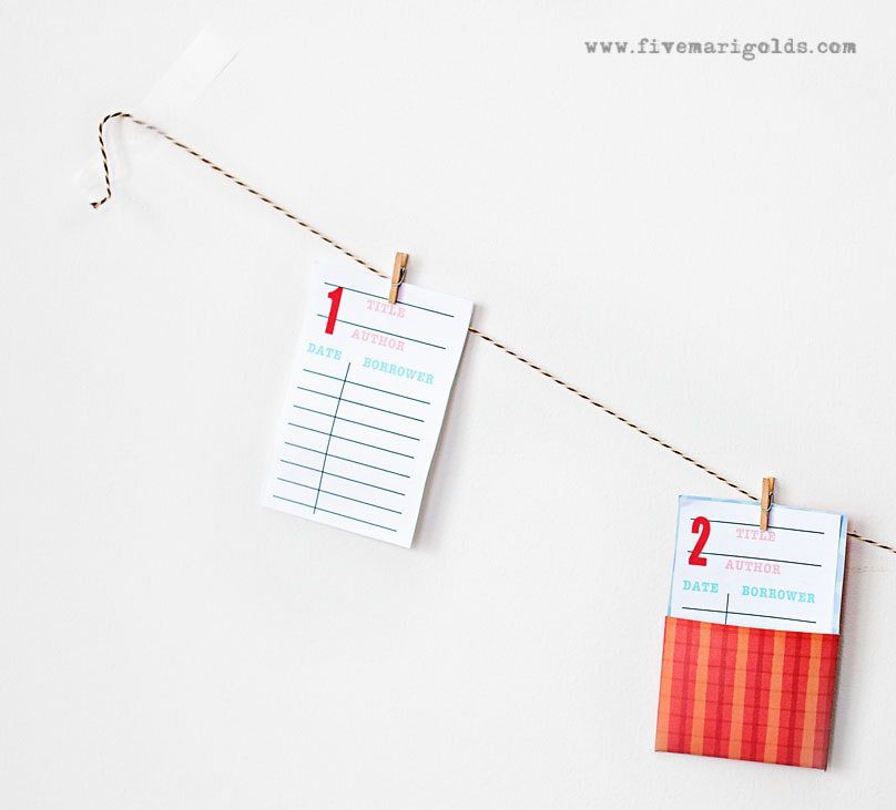 Back To School Countdown Banner with old fashioned library cards | Five Marigolds