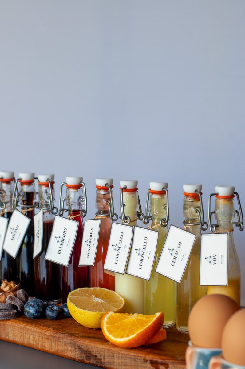 colorful flavored Italian Liqueurs