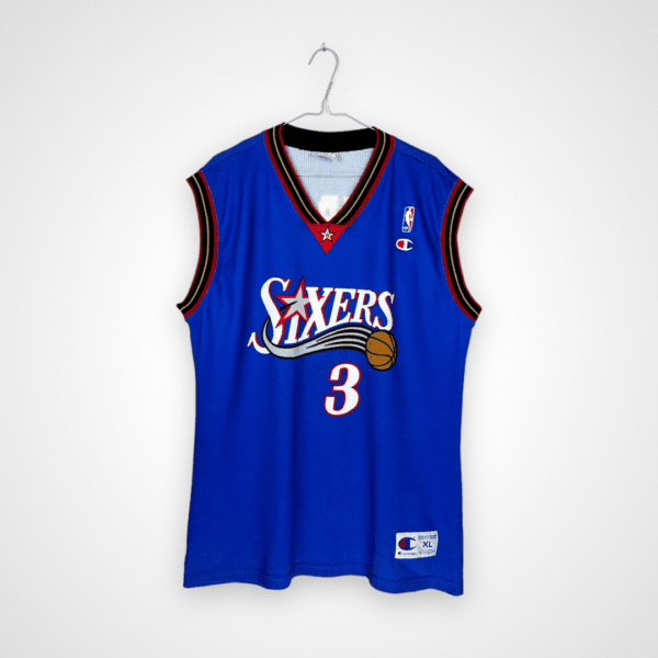 Koszulka piłkarska Philadelphia 76'ers, Alternate, stan dobry - na jerseyu występuje spora ilość mikro zaciągnięć.- widok z tyłu