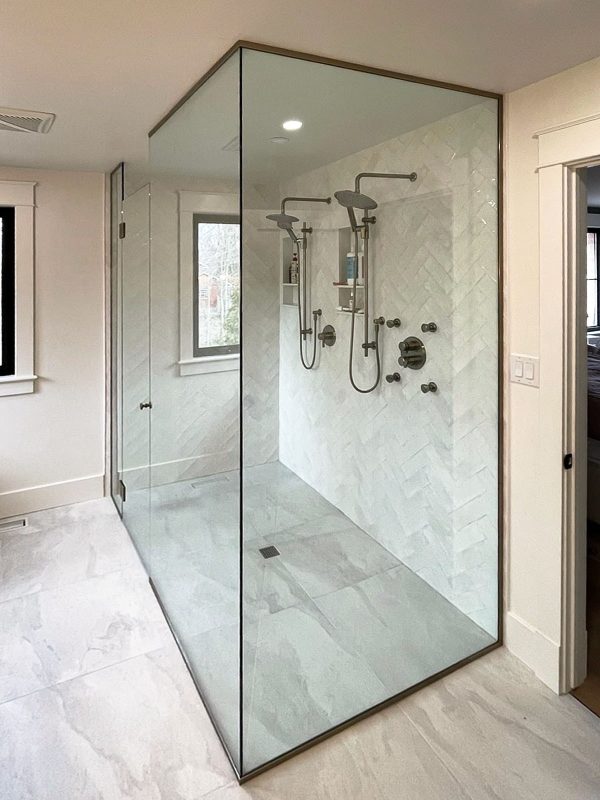 project fort showers large l shaped floor to ceiling brass channels custom