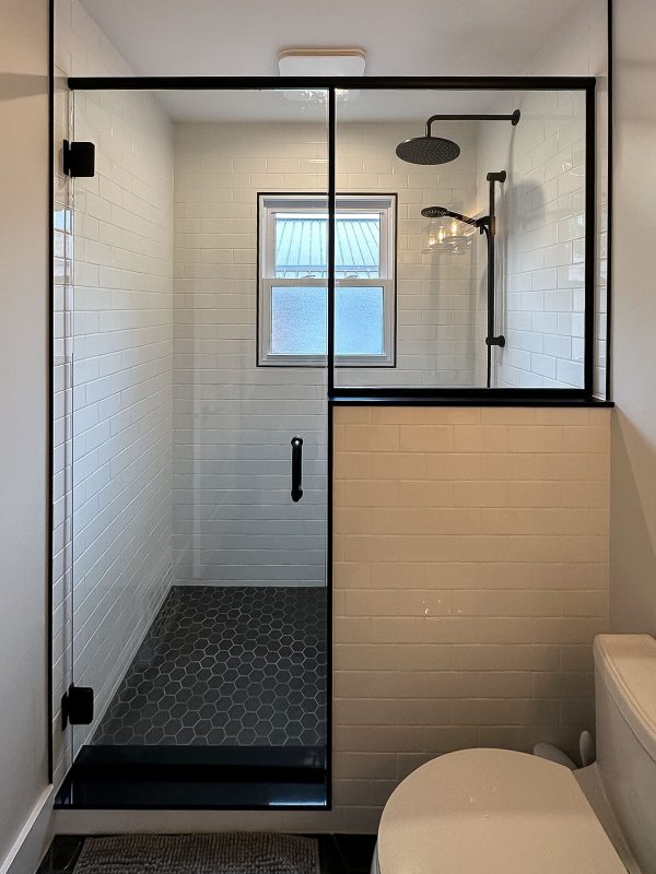 project fort showers straight across black header swing cut around wall