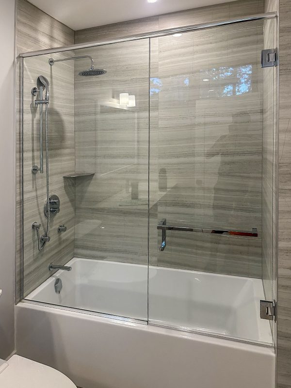 project fort showers wall to wall bathtub swing chrome