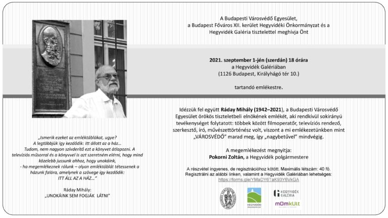 Emlékest Ráday Mihályról (1942-2021)