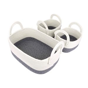 Cesta de Almacenamiento Tejidas con Cuerda de Algodón 3 Pcs