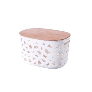 Cesta de Almacenamiento con tapa de Bambú 40 x 27 x 24,2 cm