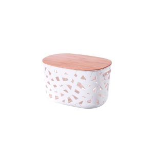Cesta de Almacenamiento con tapa de Bambú 23,5x17,5x13 cm.