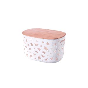 Cesta de Almacenamiento con tapa de Bambú 29 x 21 x 16,2 cm.