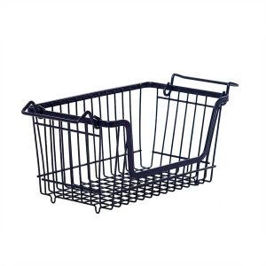 Cesta Apilable de Metal Negro 30 x 17 x 14.5 cm.