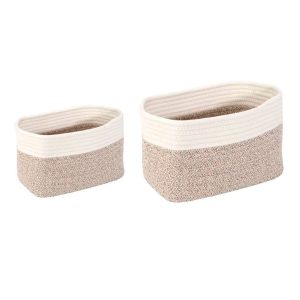 Cesta de Almacenamiento Tejida de Cuerda de algodón, 2 Pzas.