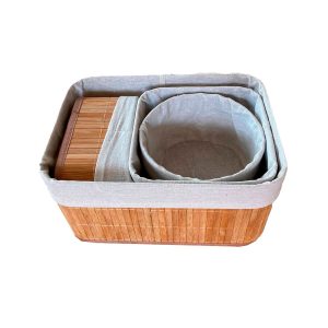 Cesta de Almacenamiento de Bambú Natural - 4 Pzas.