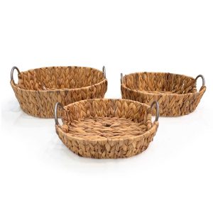 Cesta tejida en Fibra Natural con asas de metal - Set de 3