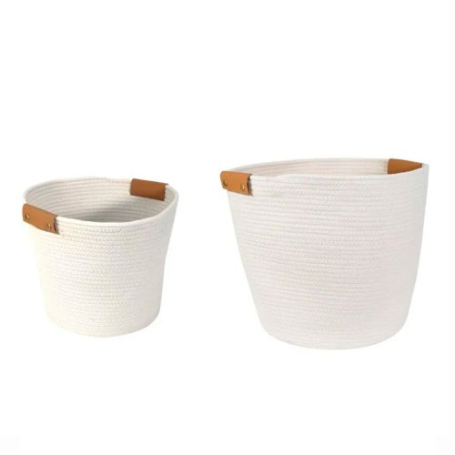 Cesta de Cuerda de Algodón Flexible, 2 Pzas