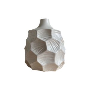 Florero Céramica Blanco 15 x 18 x 15 cm.