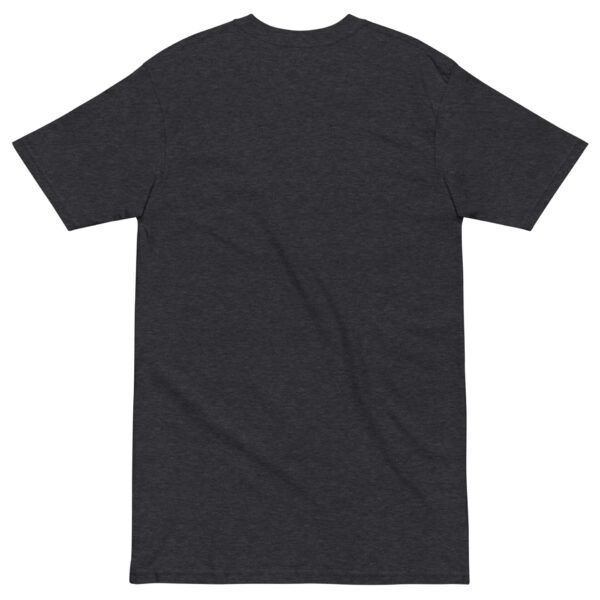 "Jump Swing Meow!" Men’s premium heavyweight tee in Black or Charcoal Heather - Image 7