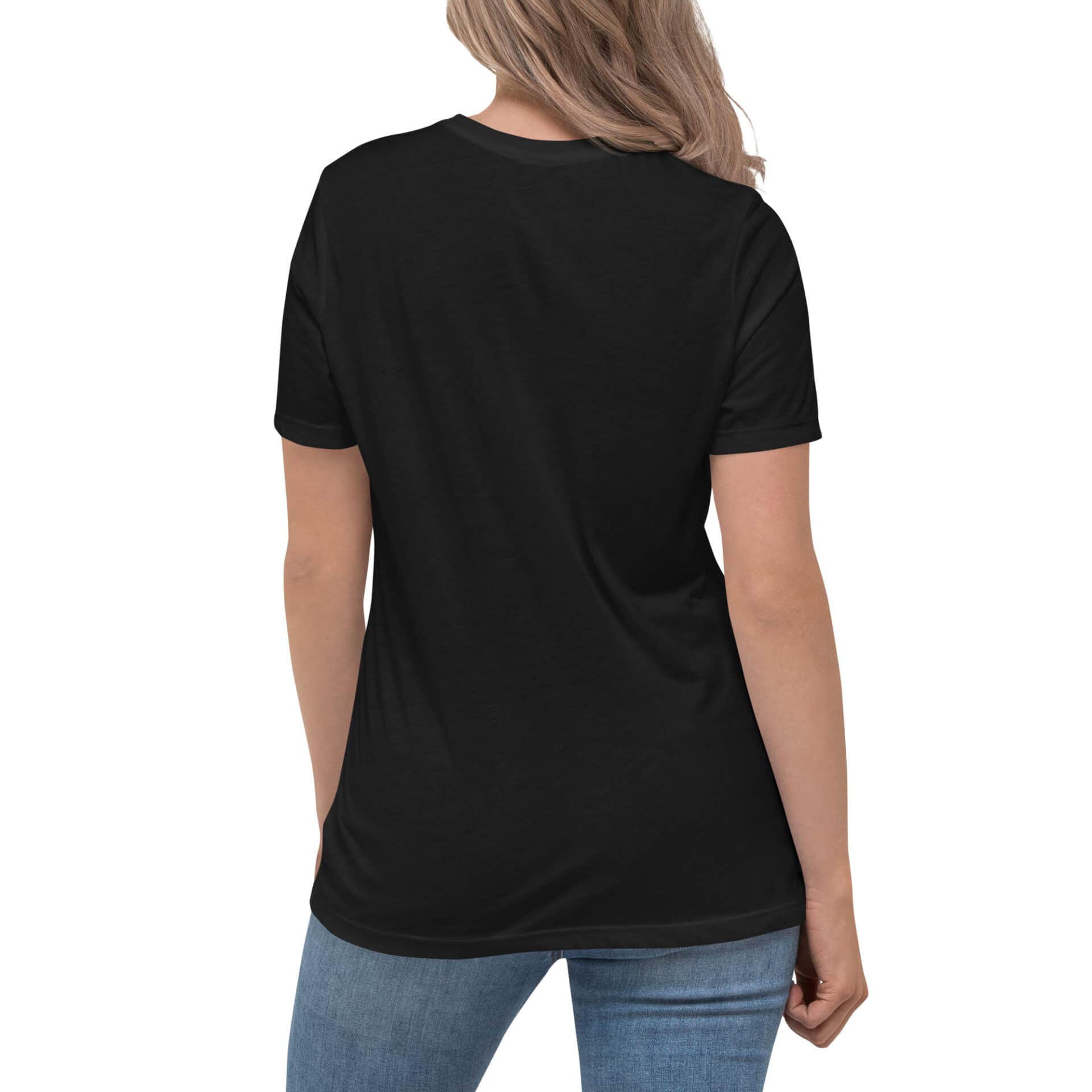 "Jump Swing Meow" Women's Relaxed T-Shirt in Black and Vintage Black - Image 14
