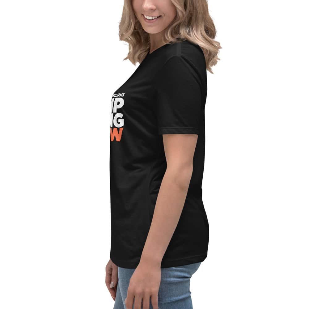 "Jump Swing Meow" Women's Relaxed T-Shirt in Black and Vintage Black - Image 10