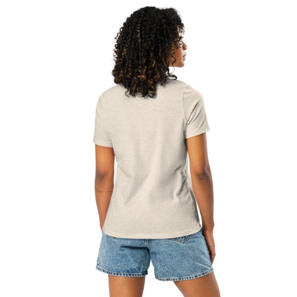 "Jump Swing Meow" Women's Relaxed T-Shirt in white or natural - Image 2