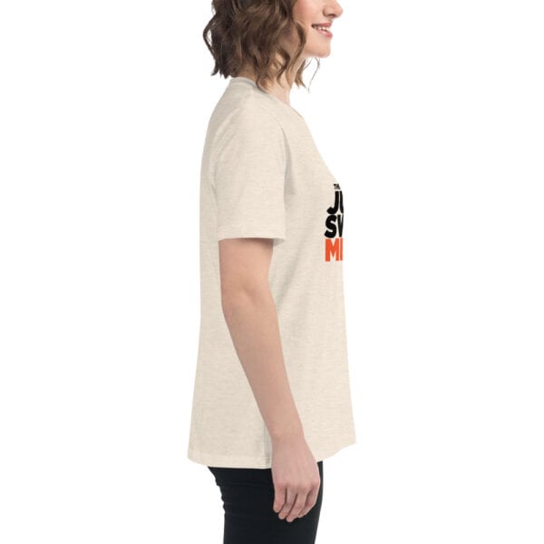 "Jump Swing Meow" Women's Relaxed T-Shirt in white or natural - Image 8