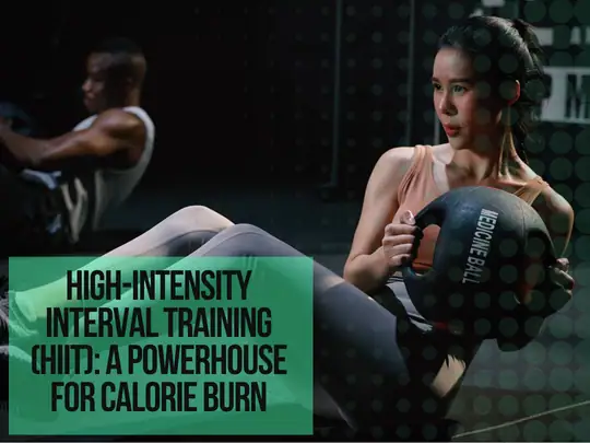 A vibrant and energetic fitness landscape showcasing various activities like running, cycling, strength training, and yoga in an outdoor setting for burning calories