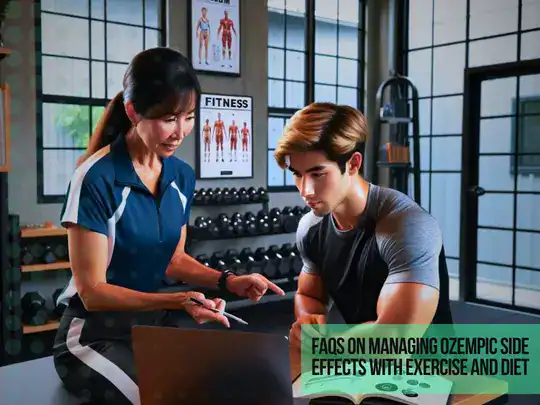 Trainer at IKAIKA Personal Fitness discussing Ozempic side effects prevention through diet and exercise.