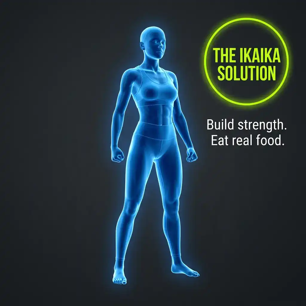 Belly Fat After 40: 5 Proven Reasons It Keeps Coming Back 5 Infographic showing the IKAIKA Strength Protocol for Health and how it helps reduce Belly Fat