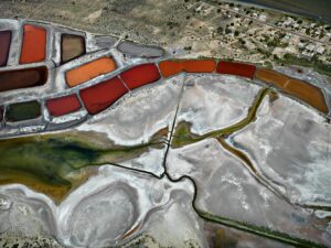 Multicolored rectangular salt ponds. Edward Burtynsky, Water